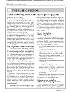 Workplace Bullying in the Public Sector: “Policy” Questions