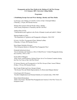 Propaganda and the Mass Media in the Making of Cold War Europe