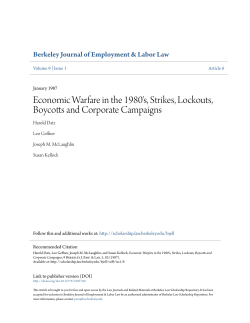 Economic Warfare in the 1980`s, Strikes, Lockouts, Boycotts and