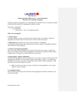 For student use. 2016. Writing and Study Skills Services &ndash; Laurier