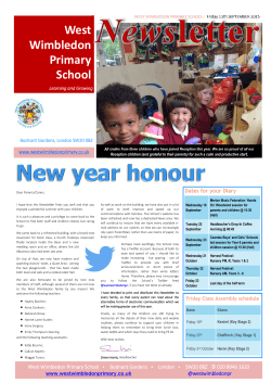 Newsletter 11.09.15 - West Wimbledon Primary School