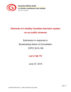 Elements of a healthy Canadian television system on our public