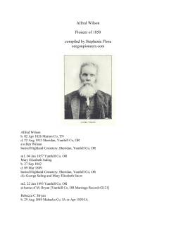 Alfred Wilson Pioneer of 1850 compiled by