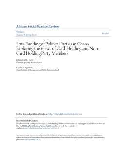 State Funding of Political Parties in Ghana: Exploring the Views of