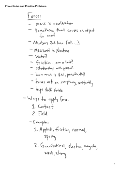 Force Notes and Practice Problems