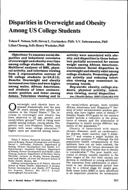 Disparities in Overweight and Obesity Among US College Students