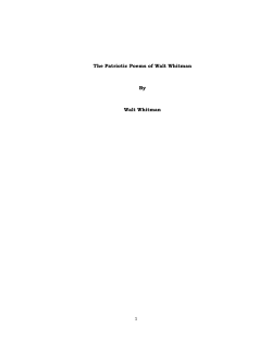 The Patriotic Poems of Walt Whitman By Walt Whitman