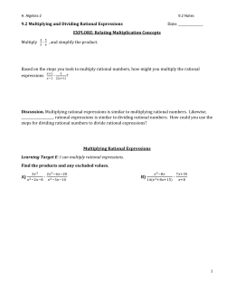 9.2 Multiplying and Dividing Rational Expressions