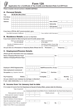 Form 12A - Application for a Certificate of Tax Credits and Standard