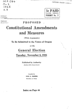 Oregon Voters` Pamphlet, General Election, November 6, 1928