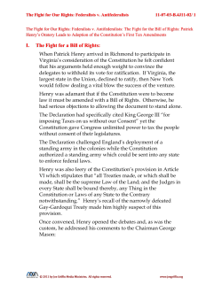 I. The Fight for a Bill of Rights: When Patrick Henry arrived in