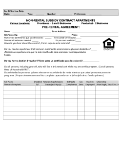 For Office Use Only: PRE_RENTAL AGREEMENT