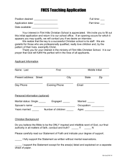 FHCS Teaching Application - Flint Hills Christian School