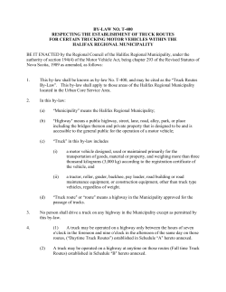 By-law T-400 respecting Truck Routes within the Halifax Regional