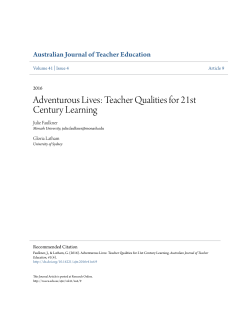 Adventurous Lives: Teacher Qualities for 21st