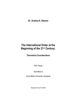 The International Order at the Beginning of the 21st Century - UNI-NKE