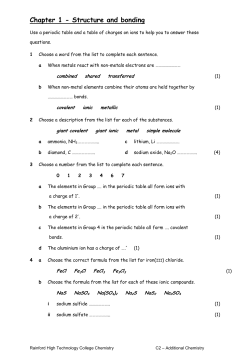 Chapter 1 - Structure and bonding