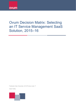 Ovum Decision Matrix: Selecting an IT Service Management SaaS