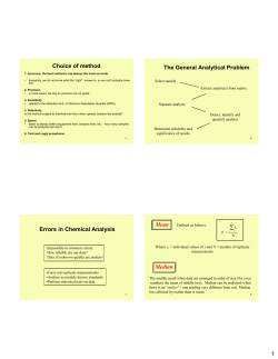Choice of method The General Analytical