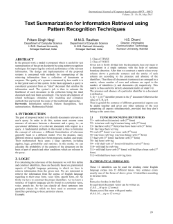 Text Summarization for Information Retrieval