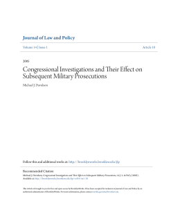 Congressional Investigations and Their Effect on
