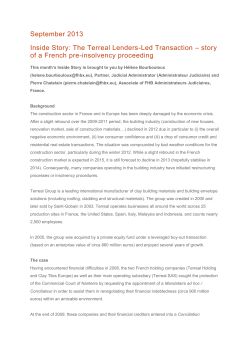 September 2013 Inside Story: The Terreal Lenders