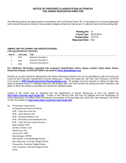 Classification Posting #31 - Department of Human Resources