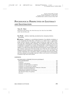 PSYCHOLOGICAL PERSPECTIVES ON LEGITIMACY AND