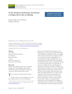 To the American Food Justice Movements