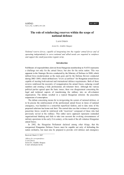 The role of reinforcing reserves within the scope of national defence