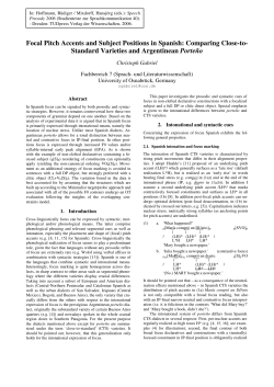 Focal Pitch Accents and Subject Positions in Spanish: Comparing