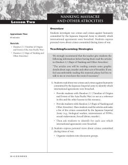 NANKING MASSACRE AND OTHER ATROCITIES Lesson Two