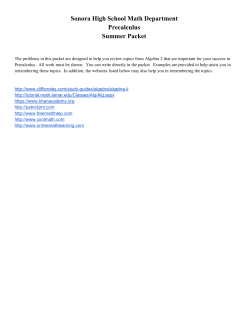 Sonora High School Math Department Precalculus Summer Packet