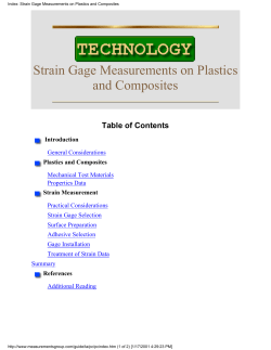 Index: Strain Gage Measurements on Plastics and Composites
