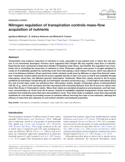 Nitrogen regulation of transpiration controls mass