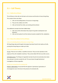 2.1 &ndash; Cell Theory