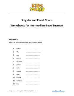 Singular and Plural Nouns Worksheets for
