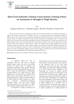 Short-Term Isokinetic Training Versus Isotonic Training