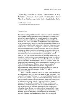 (Re)casting Caste: Dalit Literary Consciousness in Ajay Navaria`s
