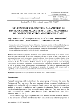 Influence of calcination parameters on physicochemiacal and