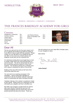 May 2015 Newsletter - The Frances Bardsley Academy For Girls