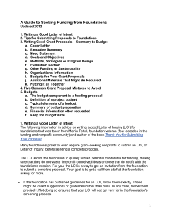 A Guide to Seeking Funding from Foundations