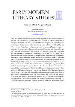 1 Agency and Ethics in The Spanish Tragedy Timothy Rosendale
