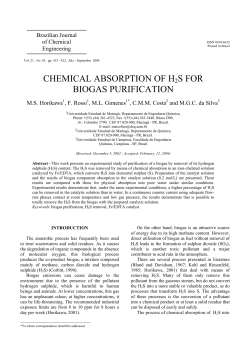 CHEMICAL ABSORPTION OF H2S FOR BIOGAS PURIFICATION