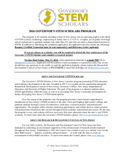 2016 GOVERNOR`S STEM SCHOLARS PROGRAM