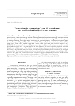 The creation of a concept of one`s own life by adolescents as a
