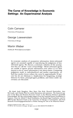 The Curse of Knowledge in Economic Settings: An