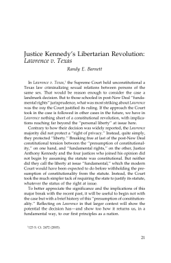 Justice Kennedy`s Libertarian Revolution: Lawrence
