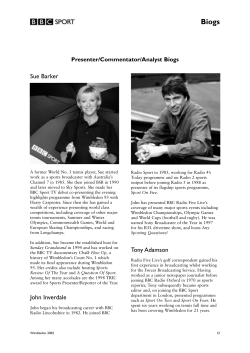 Presenter/Commentator/Analyst Biogs