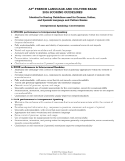 AP French Language and Culture Student Sample (2016